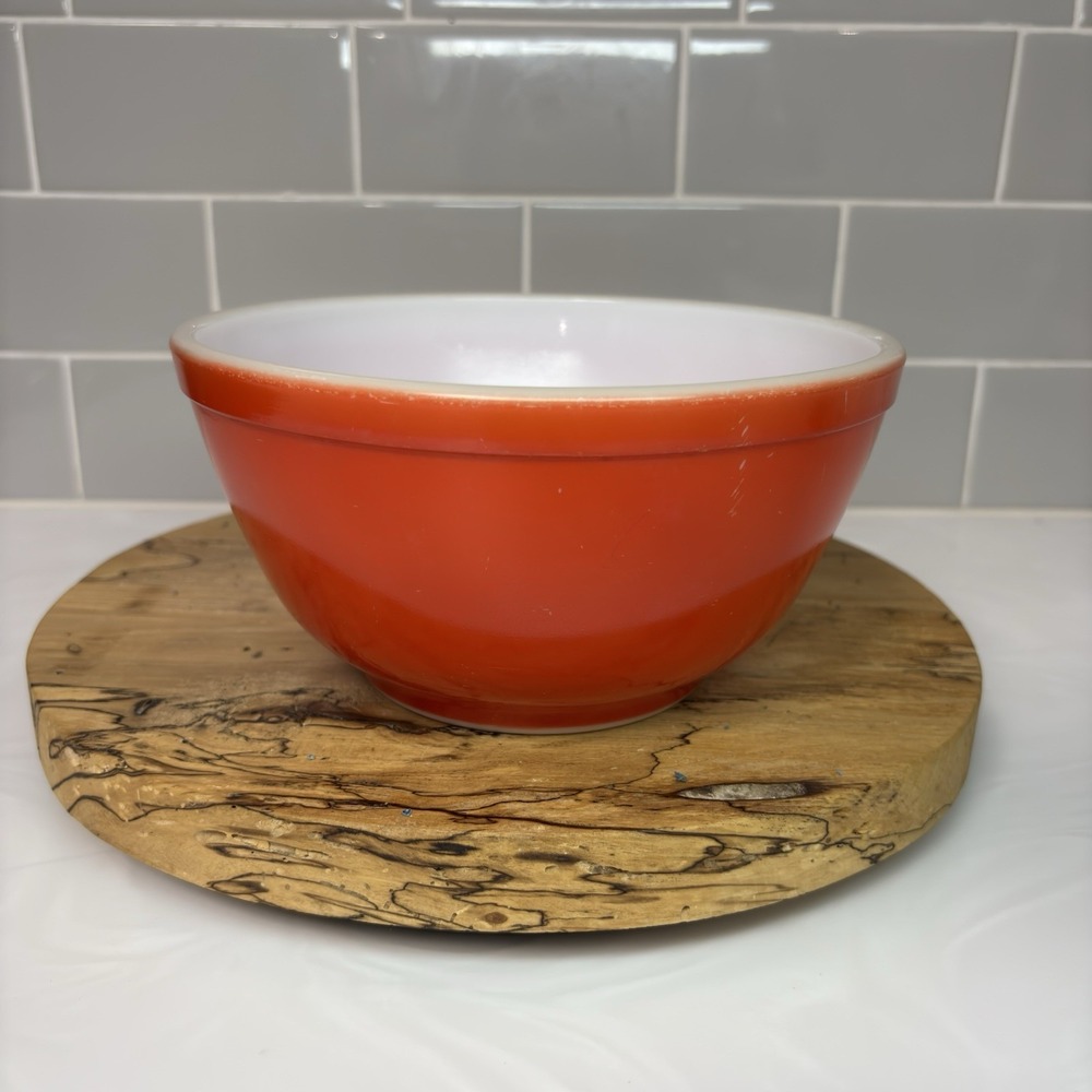 Pyrex Orange 1 1/2 Quart Nesting Mixing Bowl Made in USA 1940's Vintage